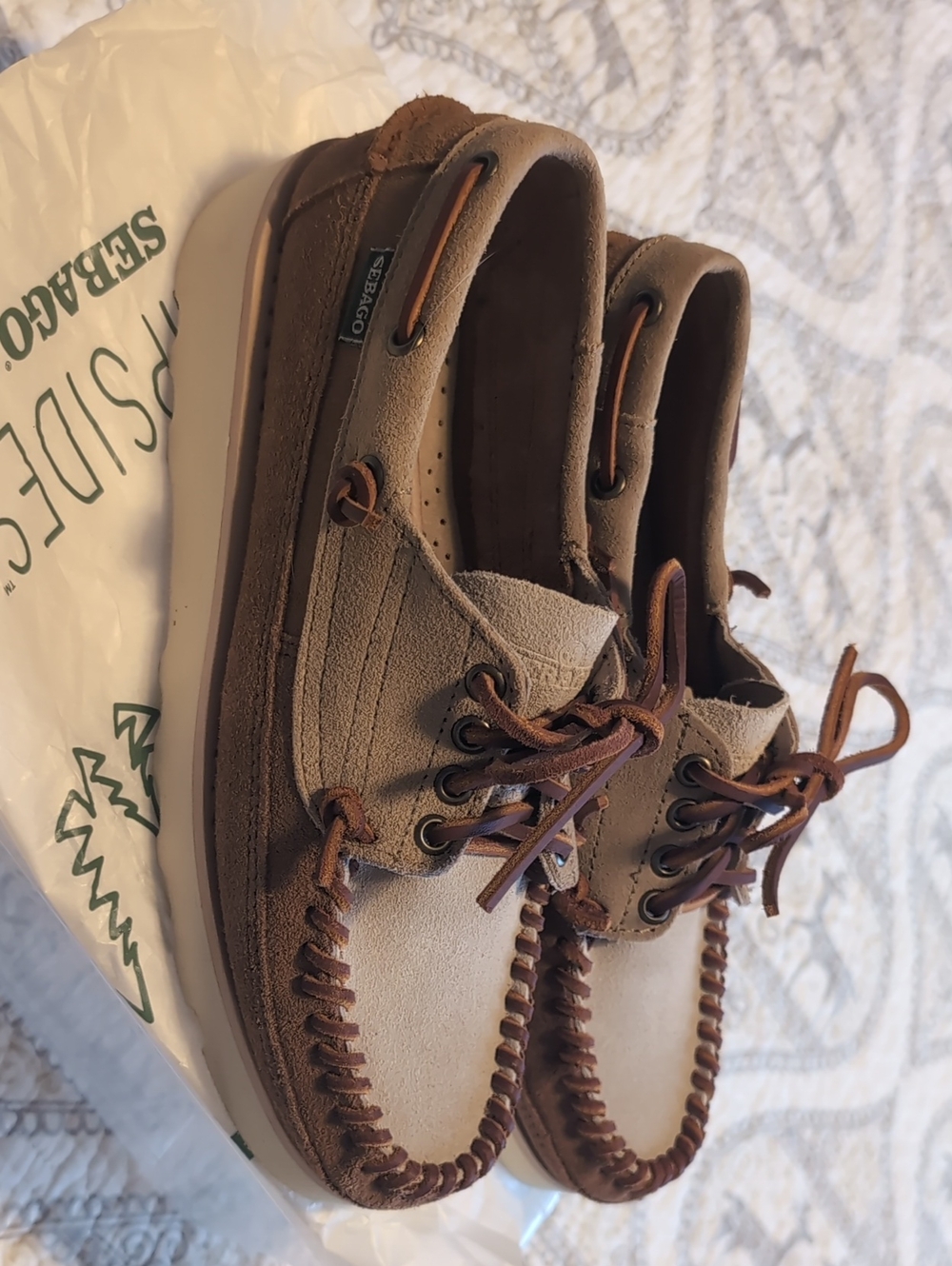 Sebago Two-Tone Brown Suede Boat Shoes